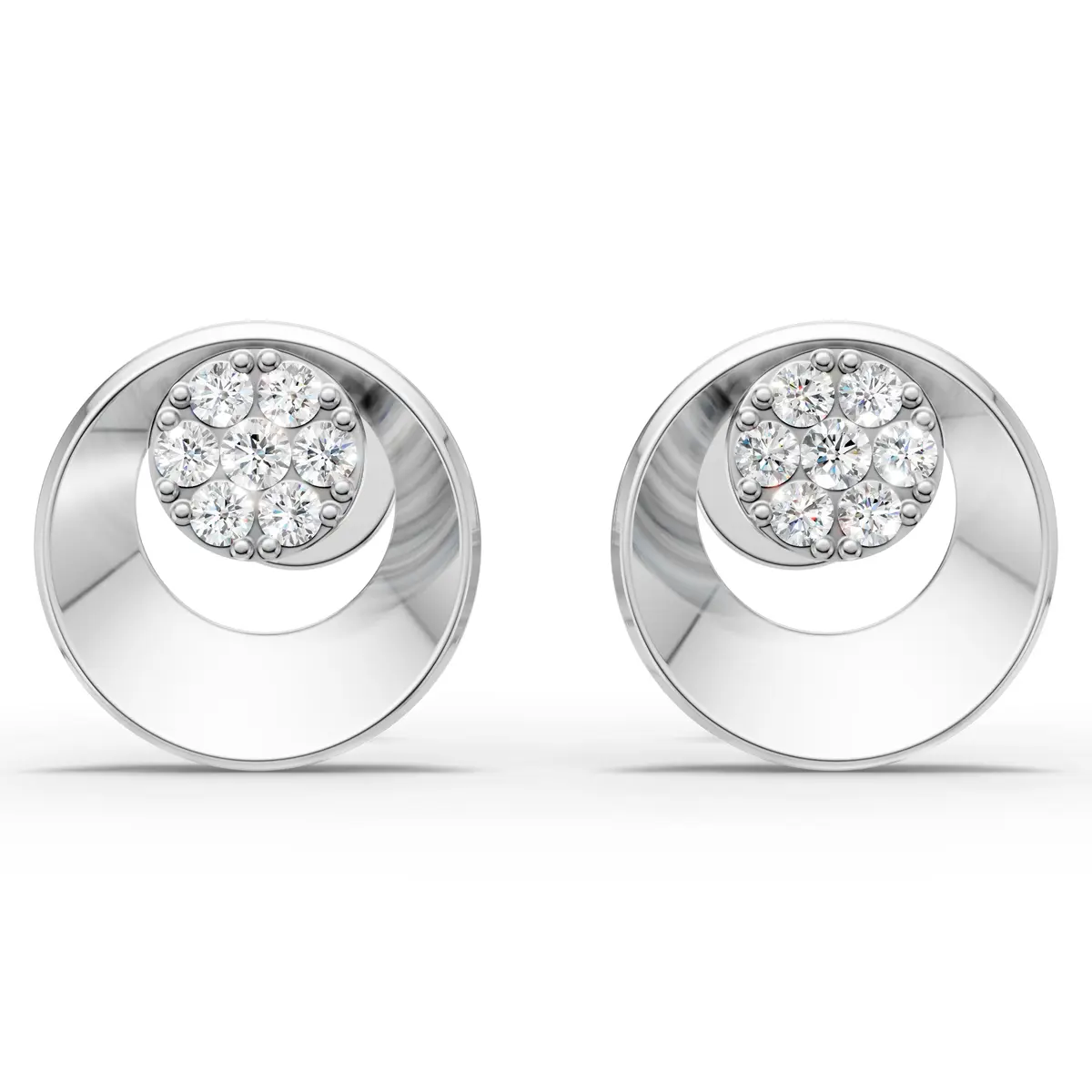 Modern Circular Diamond Stud Earrings